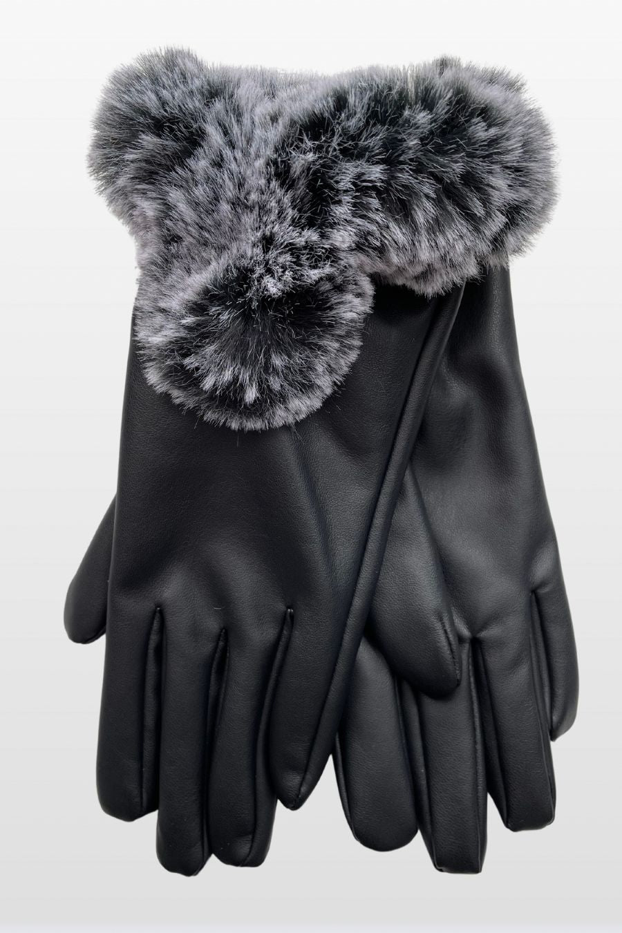 Faux Fur trim Vegan Leather Glove