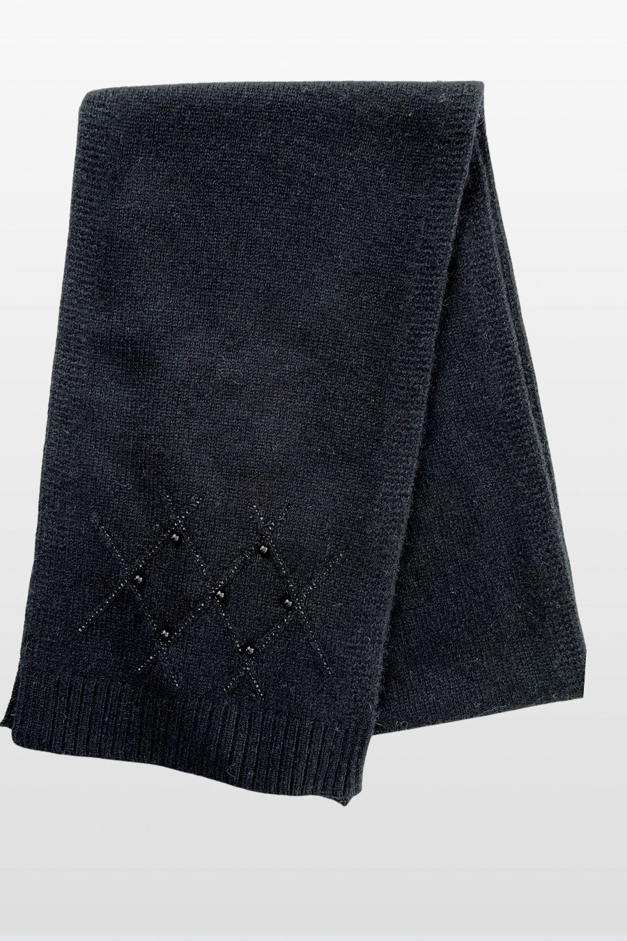 Diamond Crystal Pattern Wool Scarf