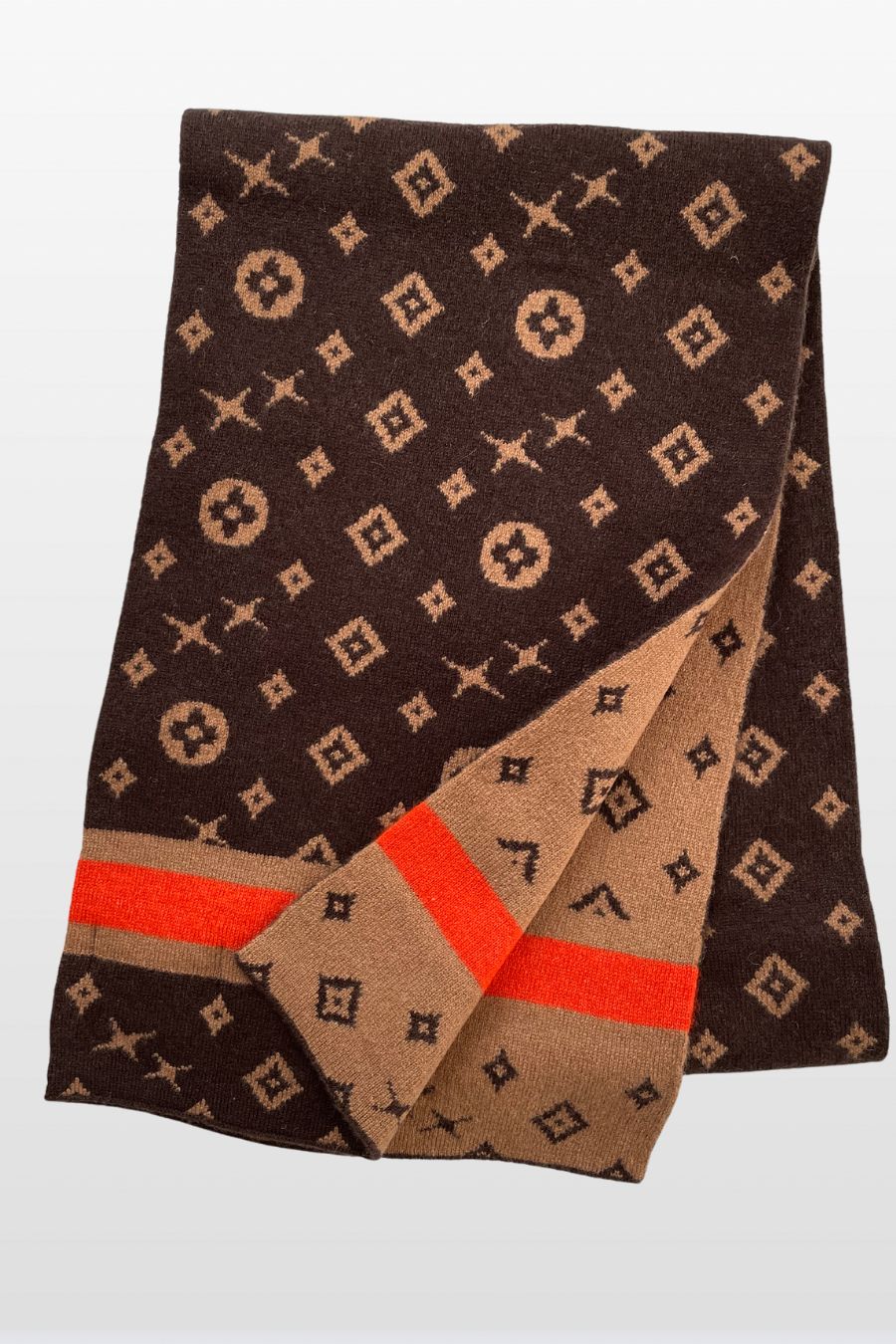 Monogram Pattern Scarf with Contrasting Border