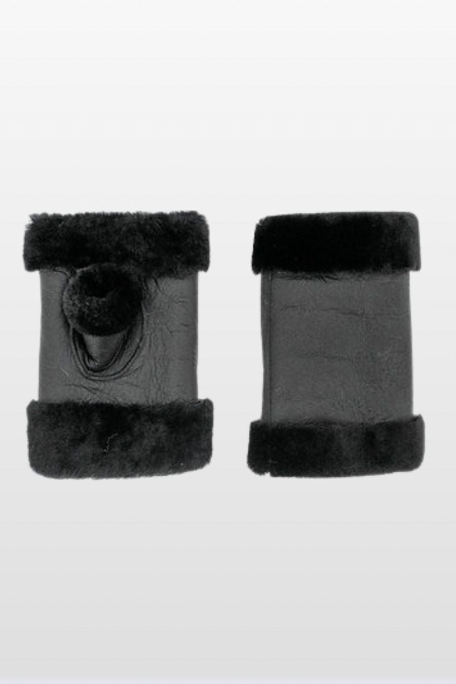 Black Sheepskin Fingerless Gloves