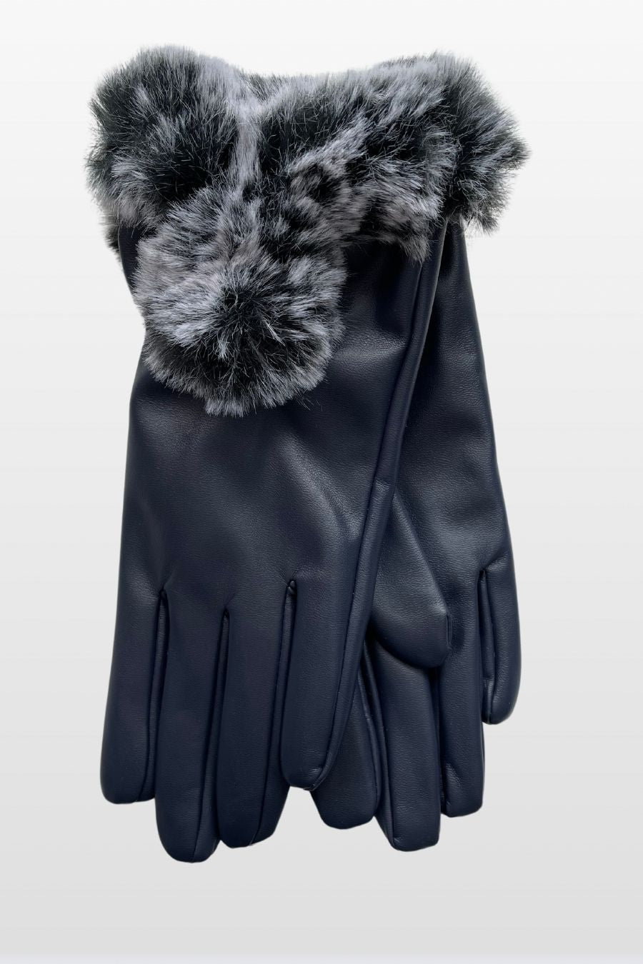 Faux Fur trim Vegan Leather Glove