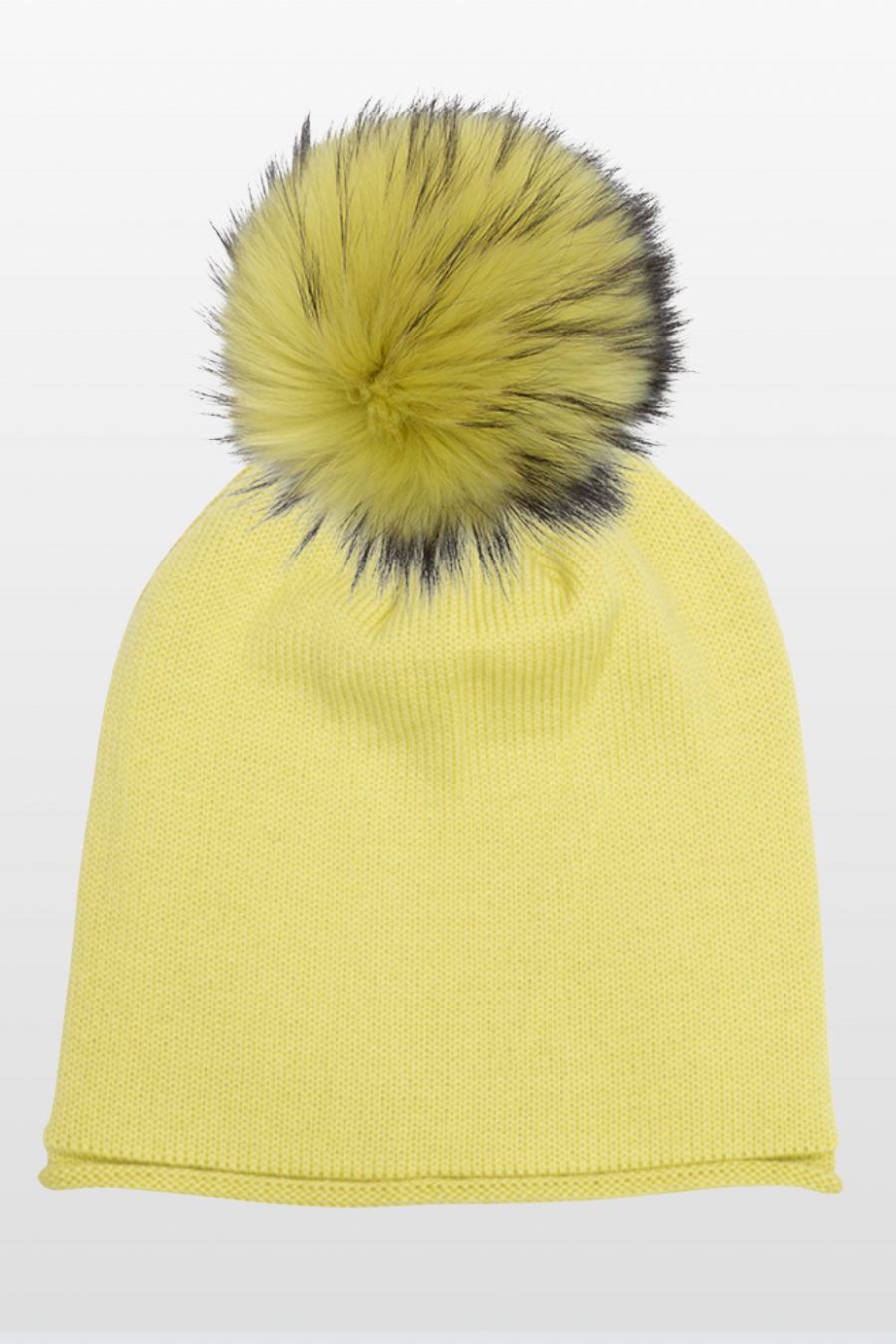 Glossy Wool Hat with XL Racoon Pom