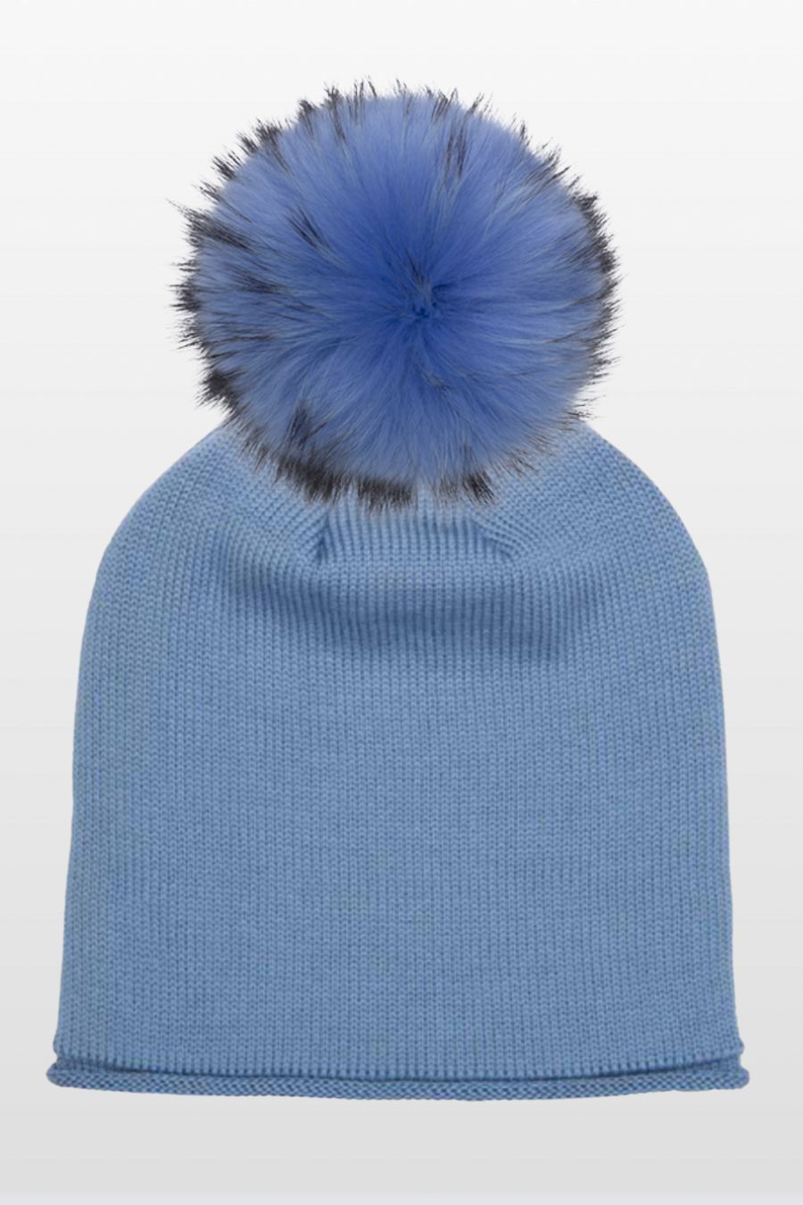 Glossy Wool Hat with XL Racoon Pom