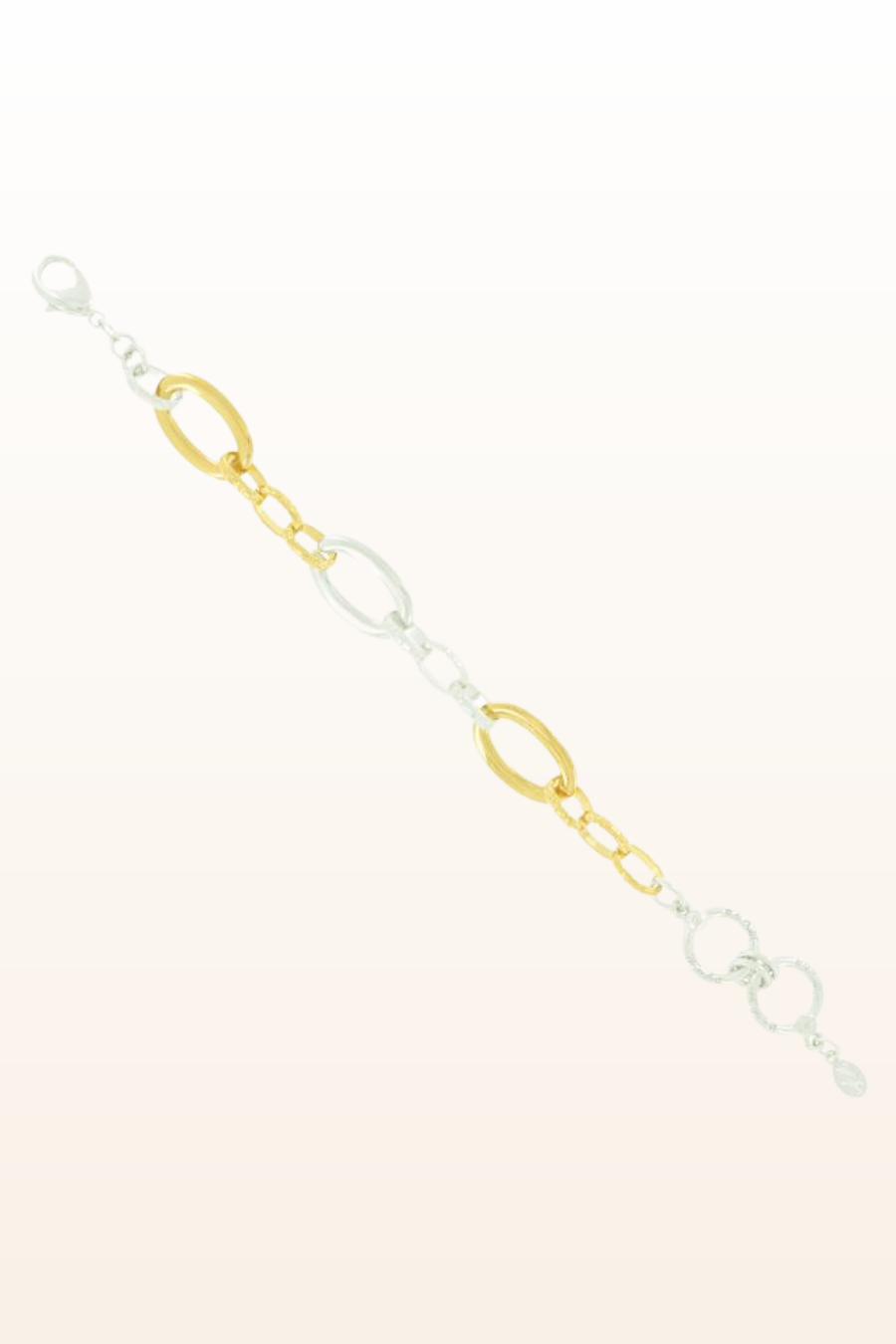 2 Tone Gold & Rhodium Heavy Oval Link Chain Bracelet