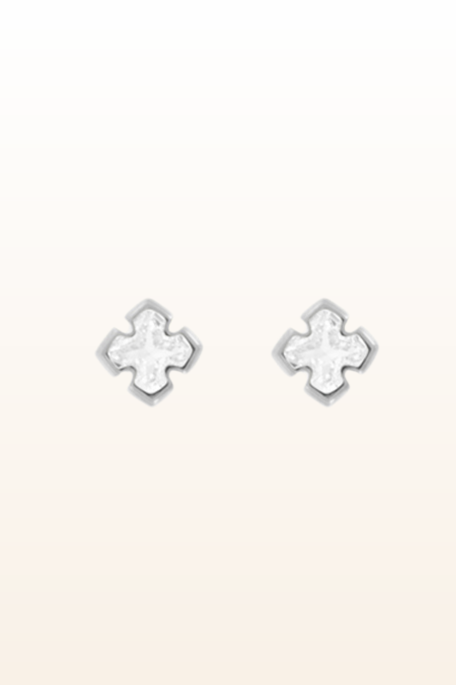 Matt Rhodium Small Cross Post Earrings