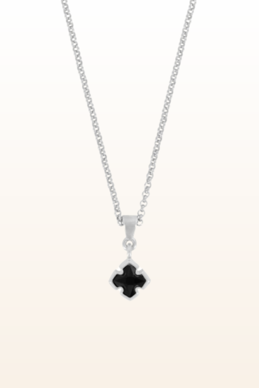 Matt Rhodium Small Cross Necklace