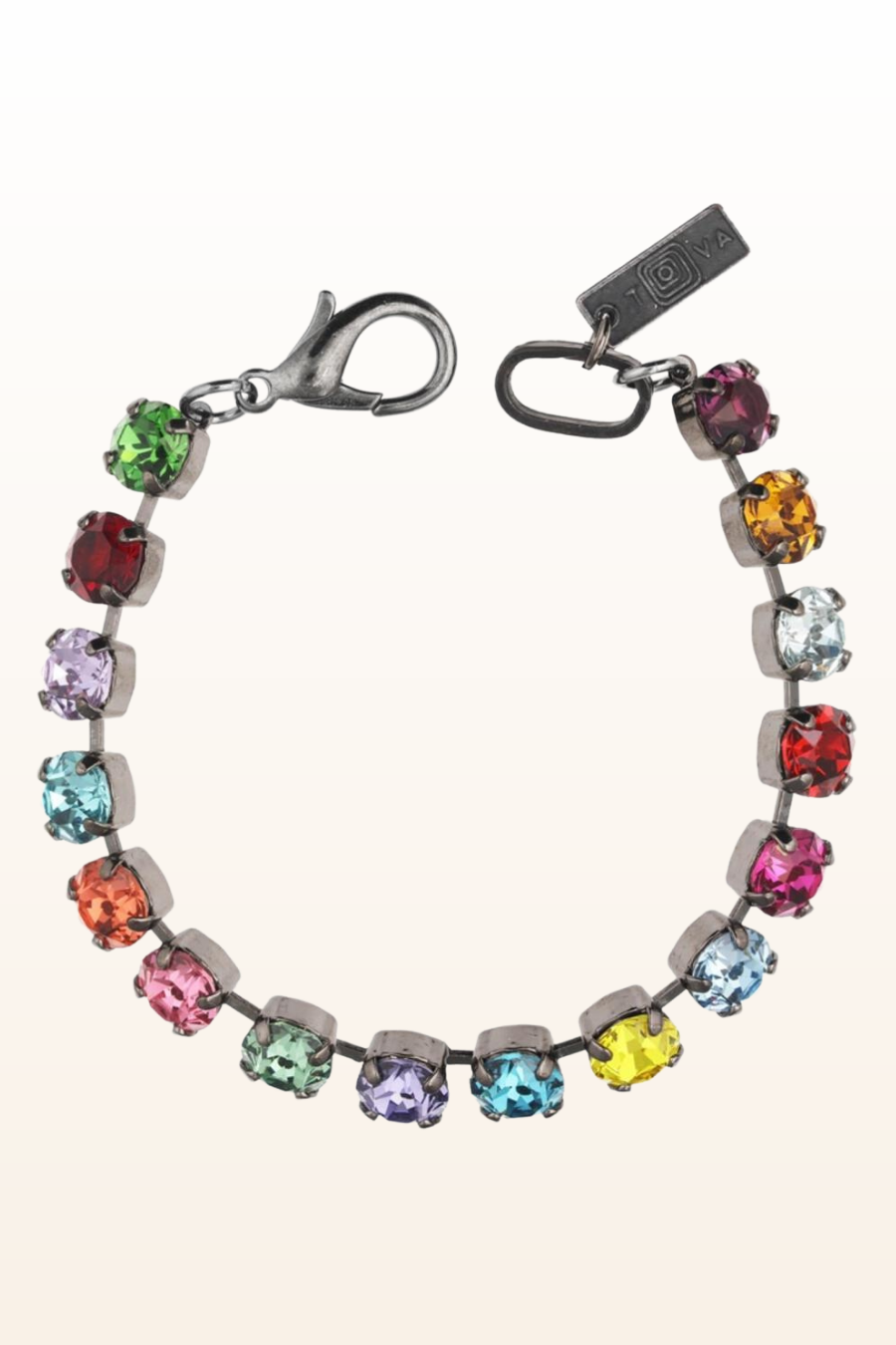 Multi Colour Crystal Gunmetal Bracelet