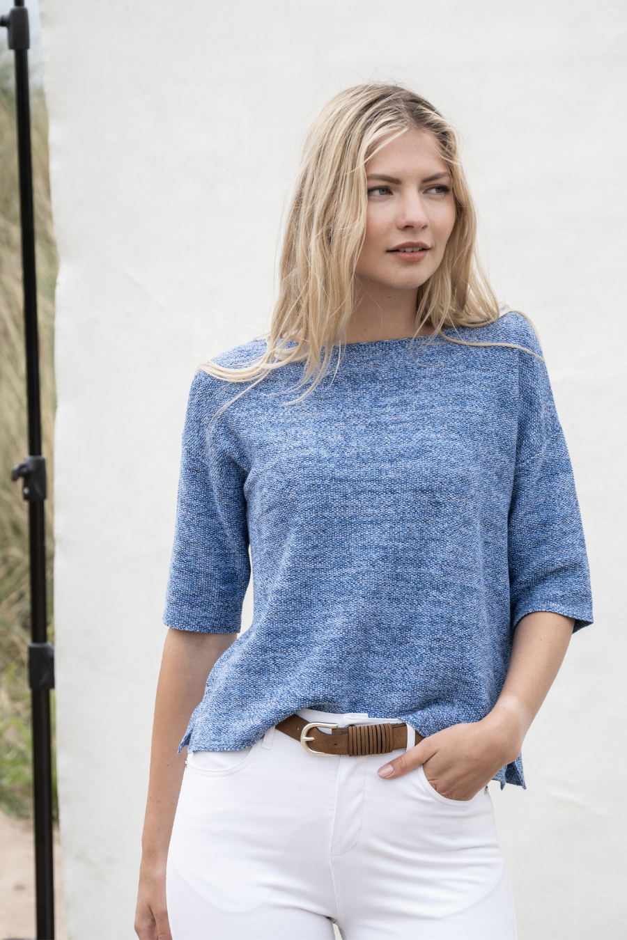 Blue Heather Cotton Sweater ONLINE ONLY