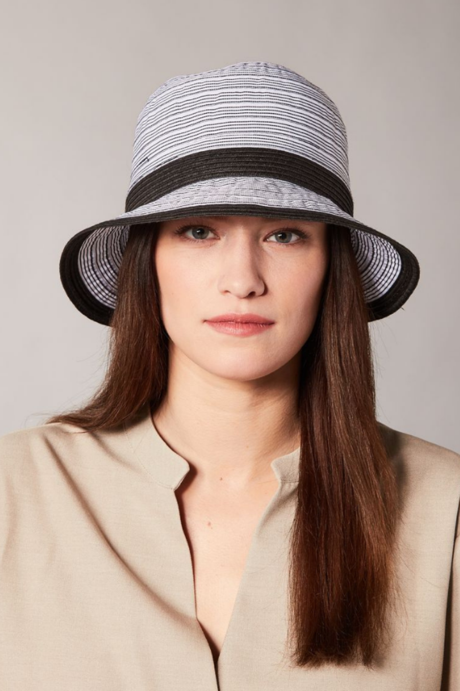 Clairine Ribbon Cloche with Straw Band