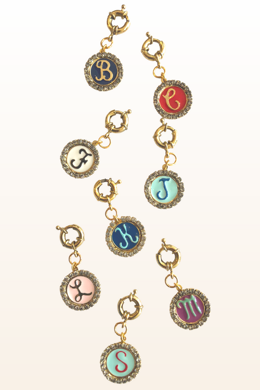 Crystal/Enamel Initial Clip on Charm