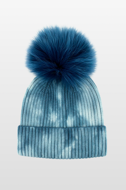 Tie Dye Hat with Fox Pom Pom