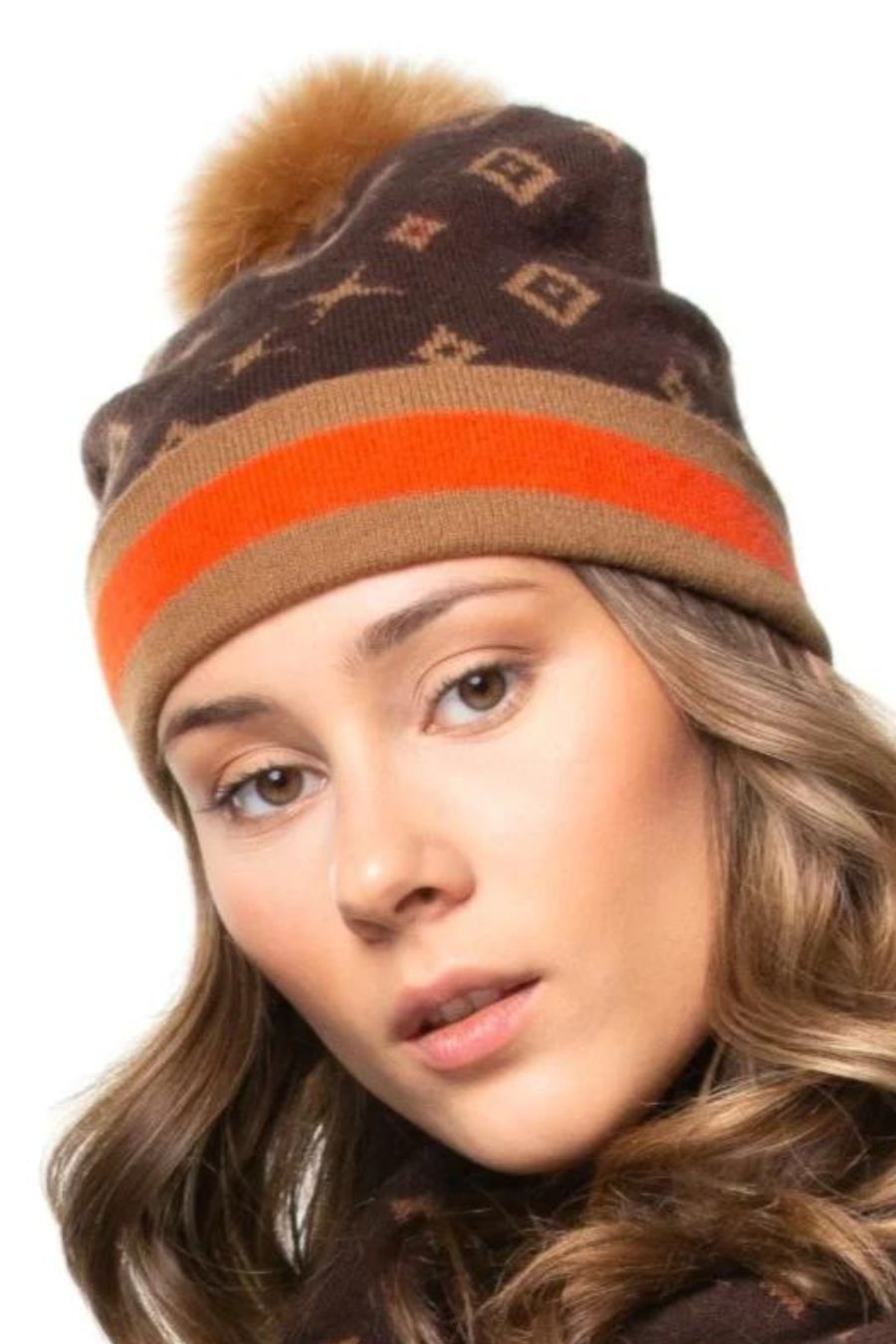 Monogram Pattern Hat with Contrasting Border