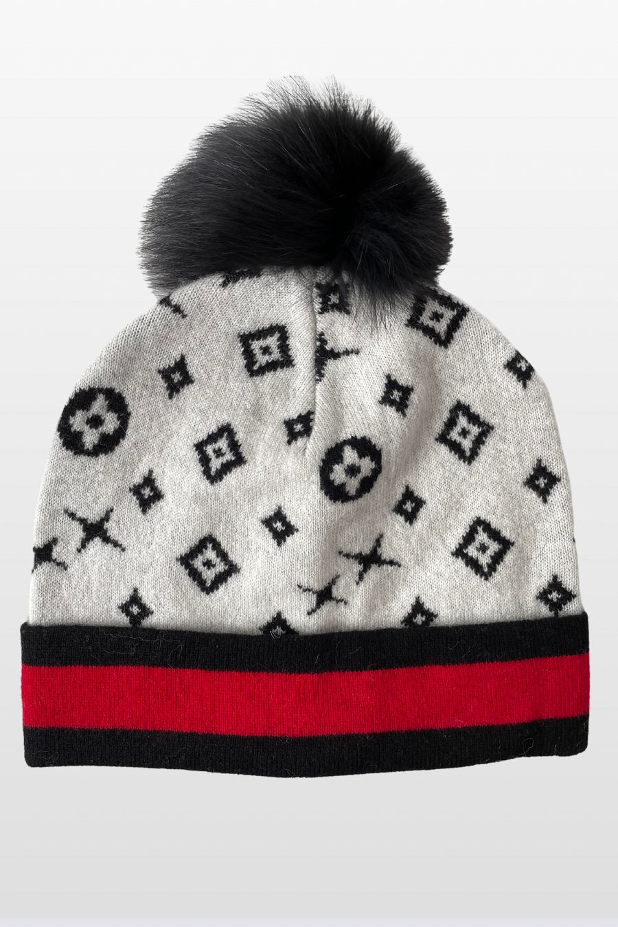 Monogram Pattern Hat with Contrasting Border
