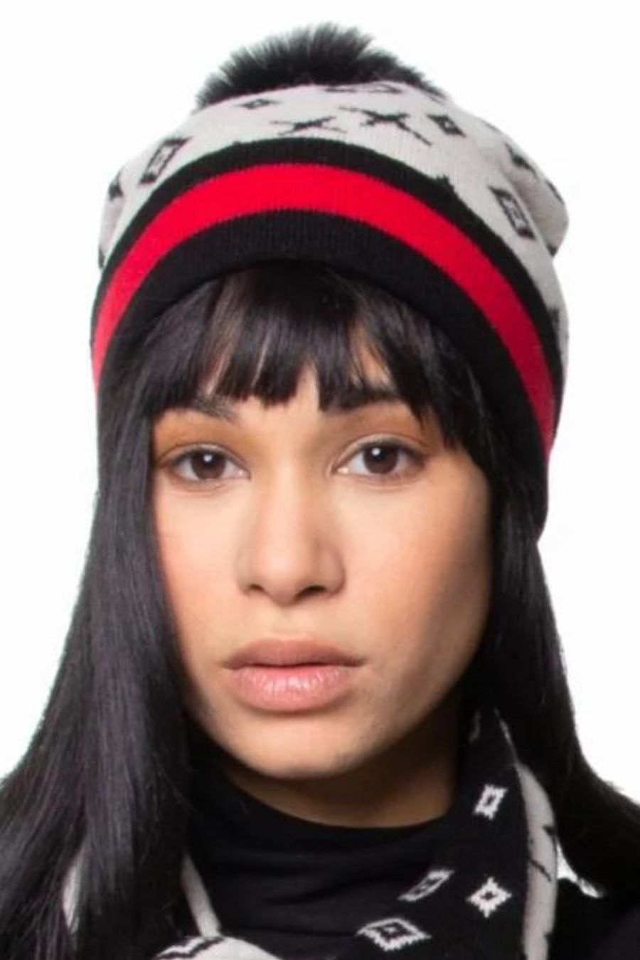 Monogram Pattern Hat with Contrasting Border