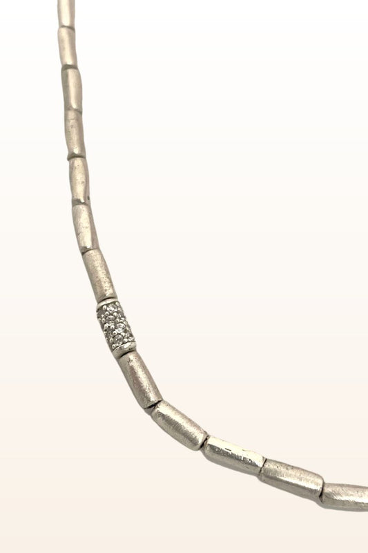Tube Necklace with Stone Detail