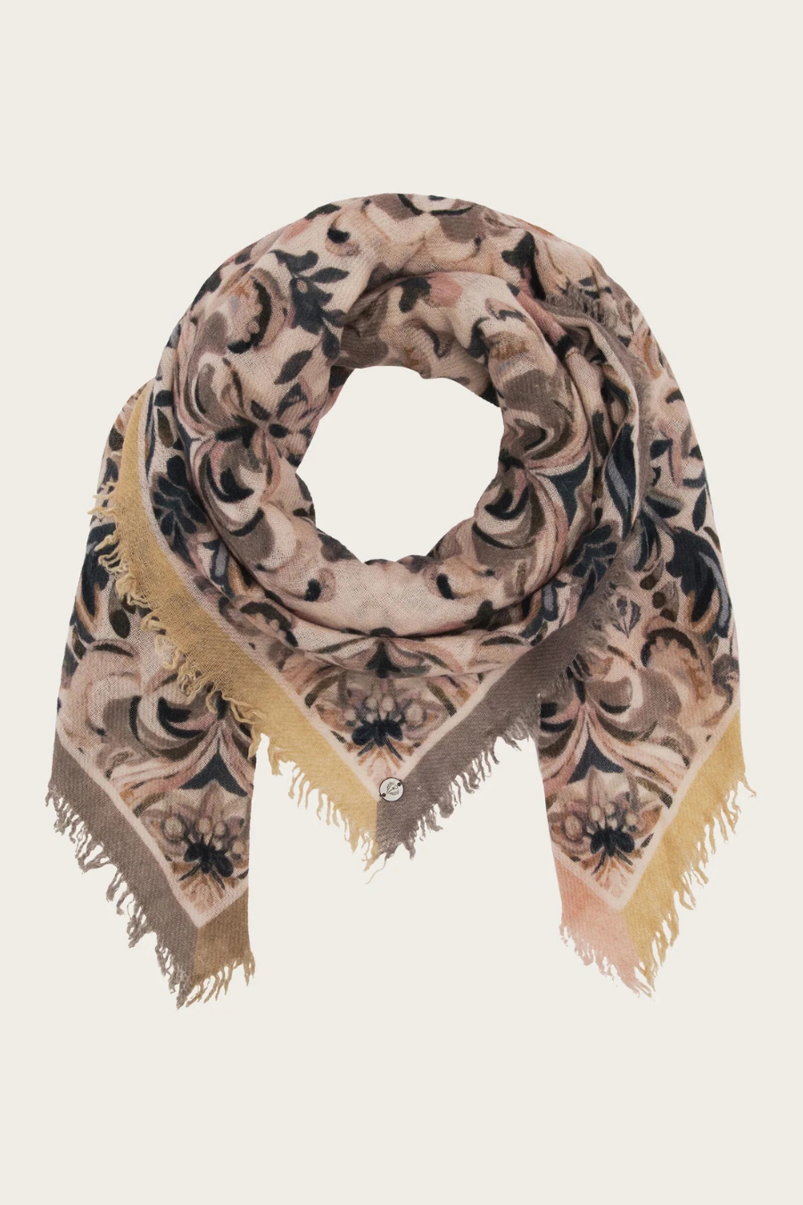 Floral Mandala Print Wool Square Scarf-COMING SOON