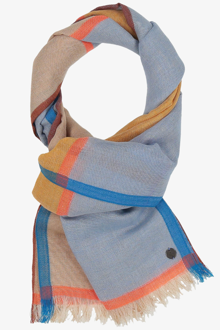 Bright Blocks Linen Cotton Blend Scarf