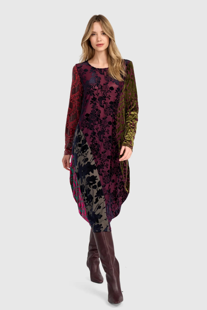Duchess Draped Dress in Jewel Multi Velvet