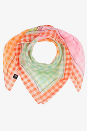 Gingham Grid Cotton/Silk Square Scarf