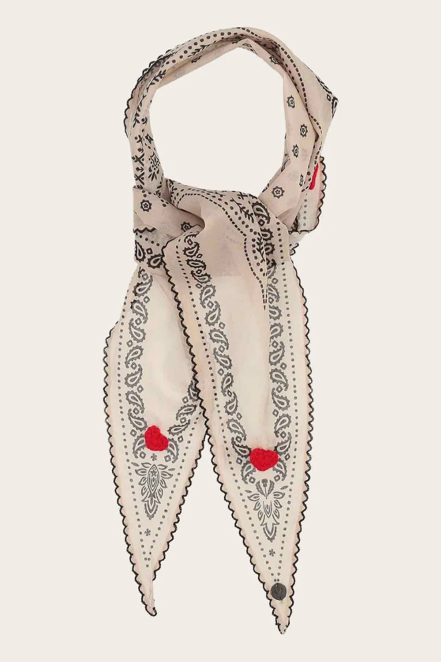 Bandana Diamond Scarf with Crochet Hearts-COMING SOON