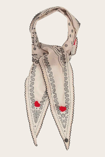 Bandana Diamond Scarf with Crochet Hearts-COMING SOON