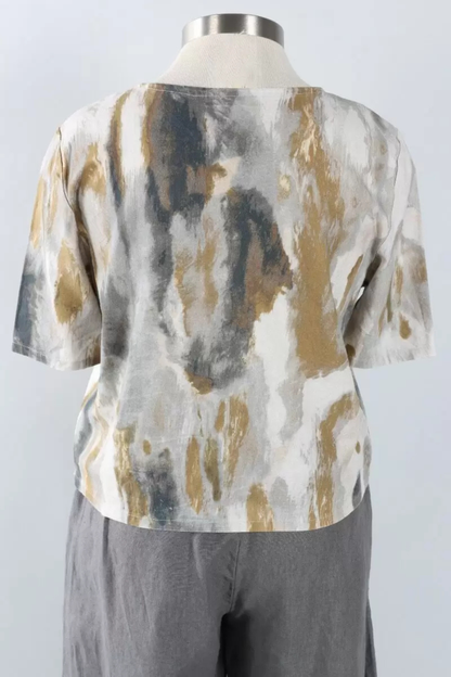 Simon Shirt in Pioggia Print Linen/Viscose-COMING SOON