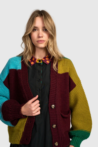 Carnival Chunky Cardigan, Primary Colour Mix