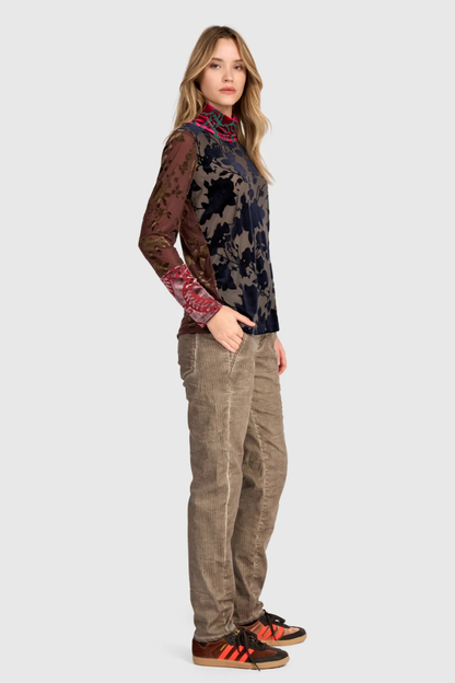 Serafina Turtleneck Top, Jewel Cut Velvet