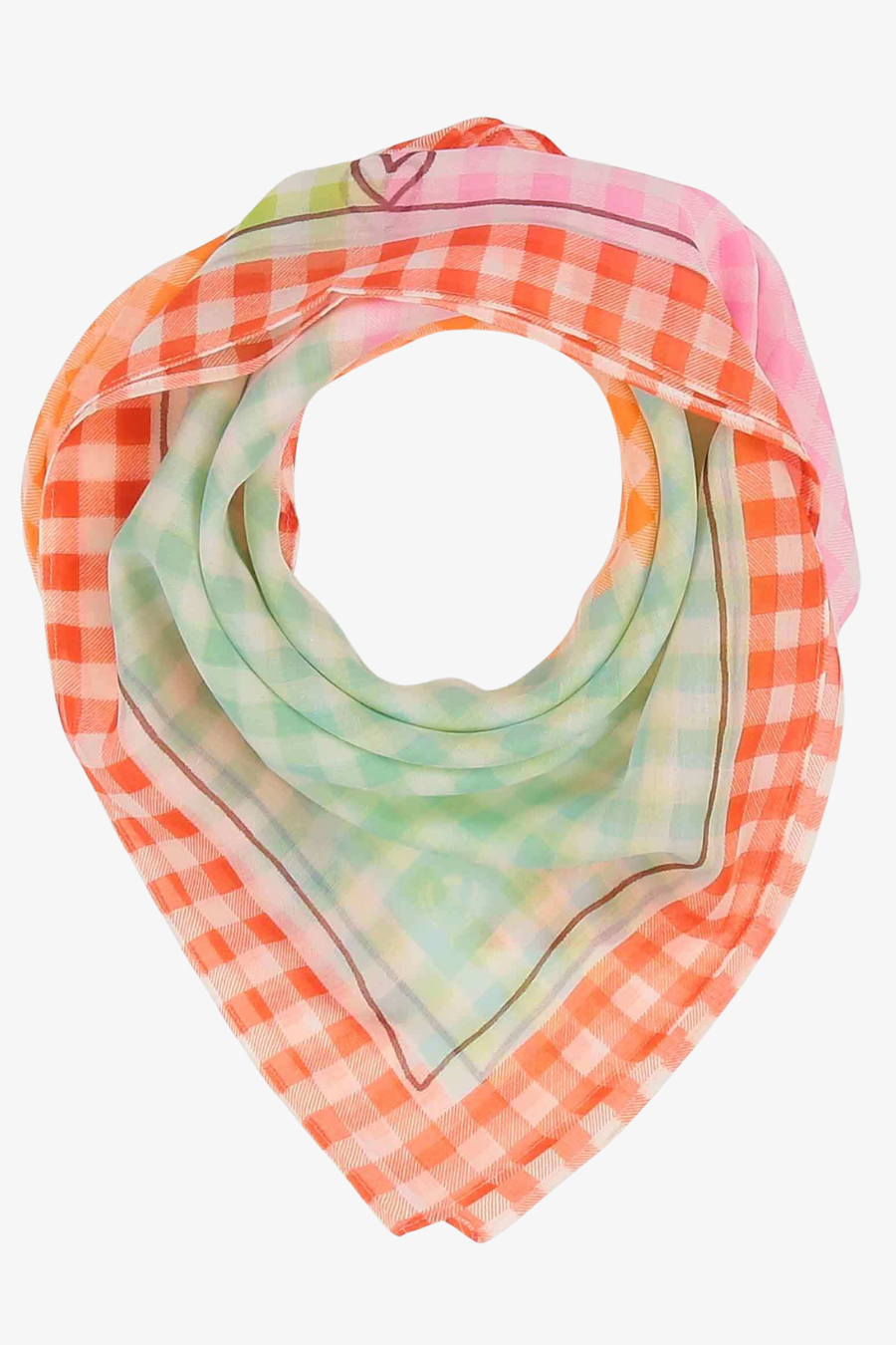 Gingham Grid Cotton/Silk Square Scarf