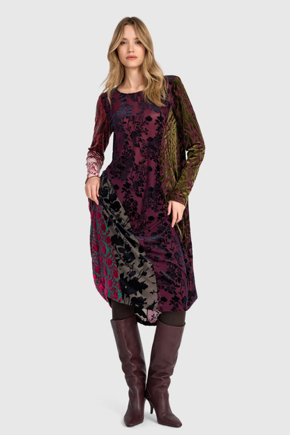 Duchess Draped Dress in Jewel Multi Velvet