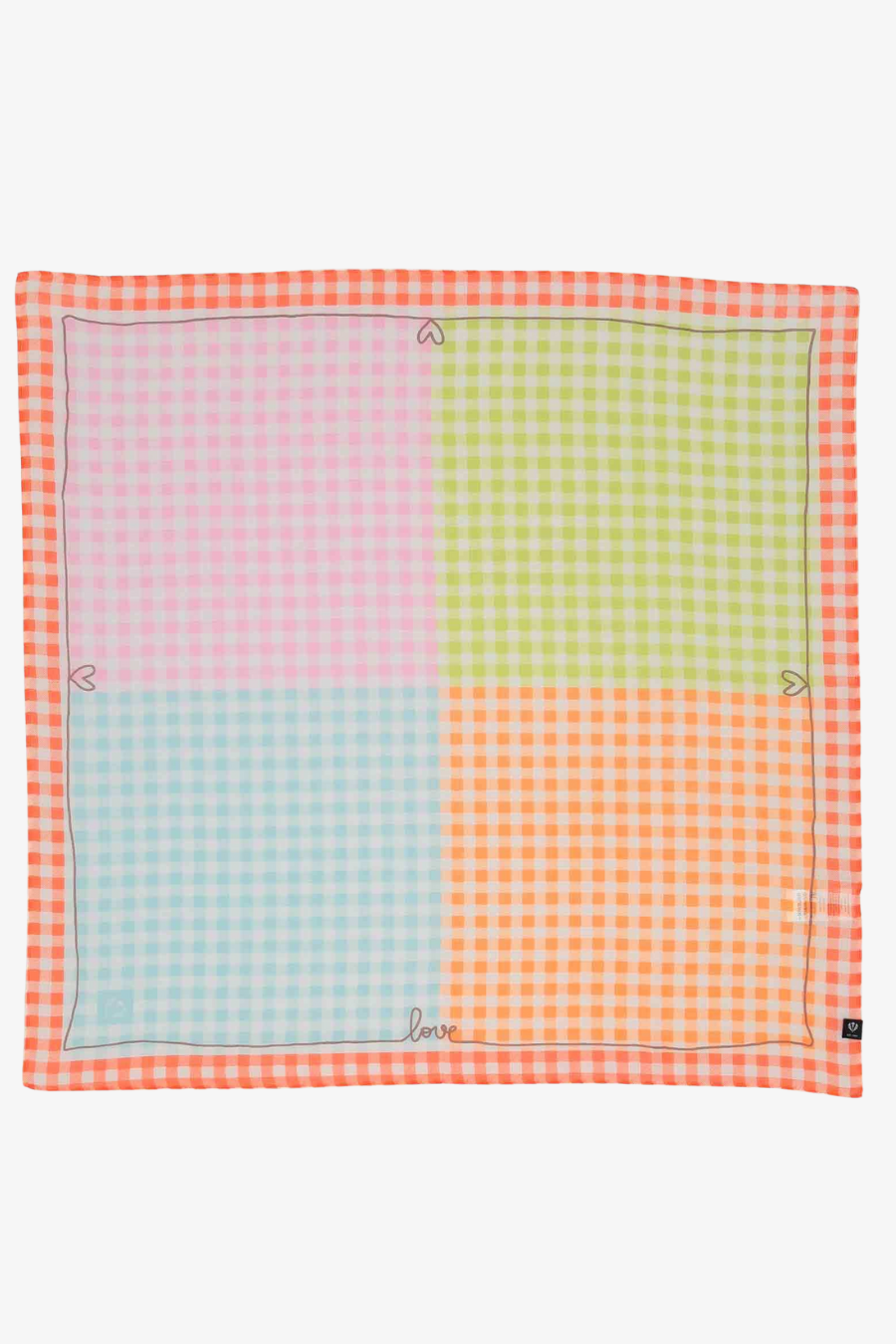 Gingham Grid Cotton/Silk Square Scarf