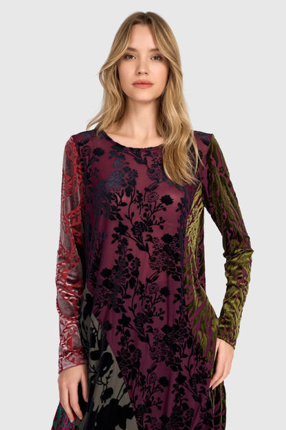 Duchess Draped Dress in Jewel Multi Velvet