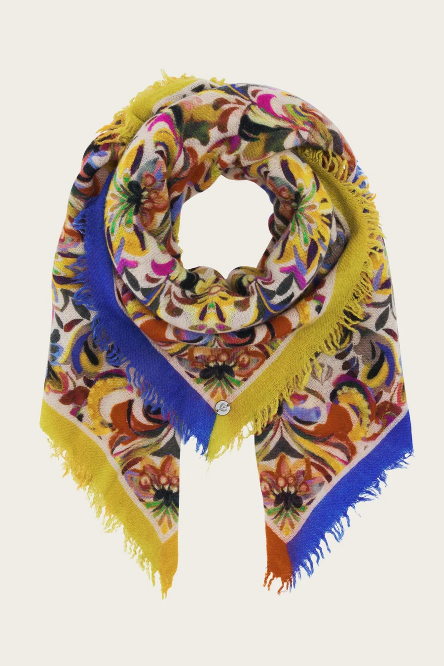 Floral Mandala Print Wool Square Scarf-COMING SOON