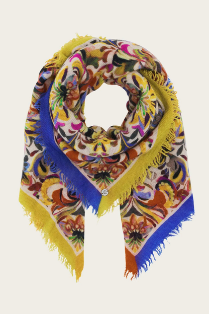 Floral Mandala Print Wool Square Scarf-COMING SOON