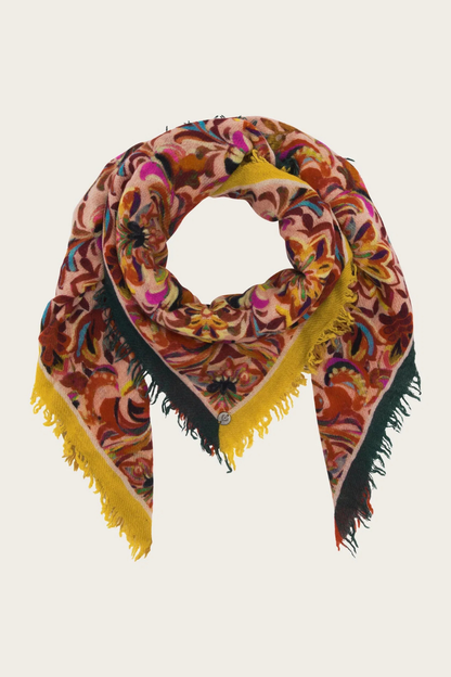 Floral Mandala Print Wool Square Scarf-COMING SOON