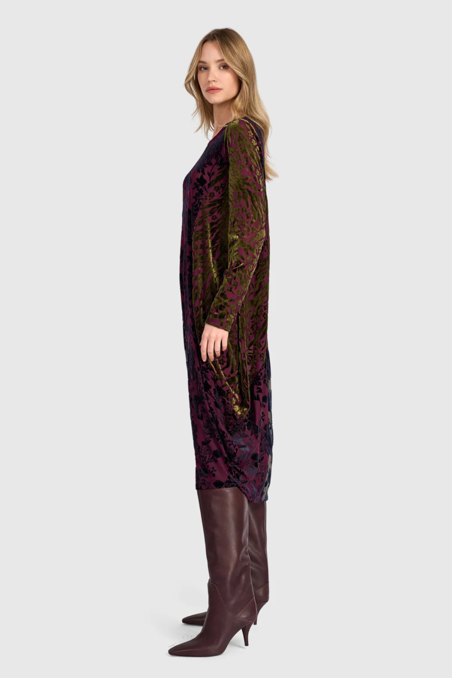 Duchess Draped Dress in Jewel Multi Velvet