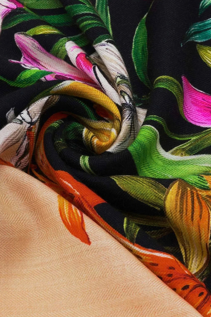 XL Wool/Silk Jungle Theme Square Scarf