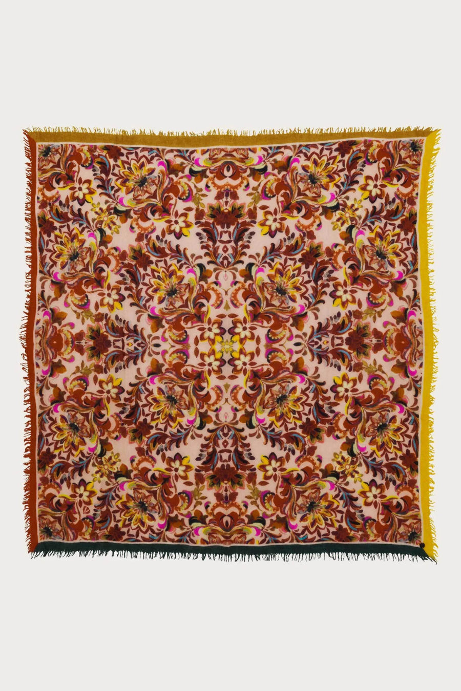 Floral Mandala Print Wool Square Scarf-COMING SOON