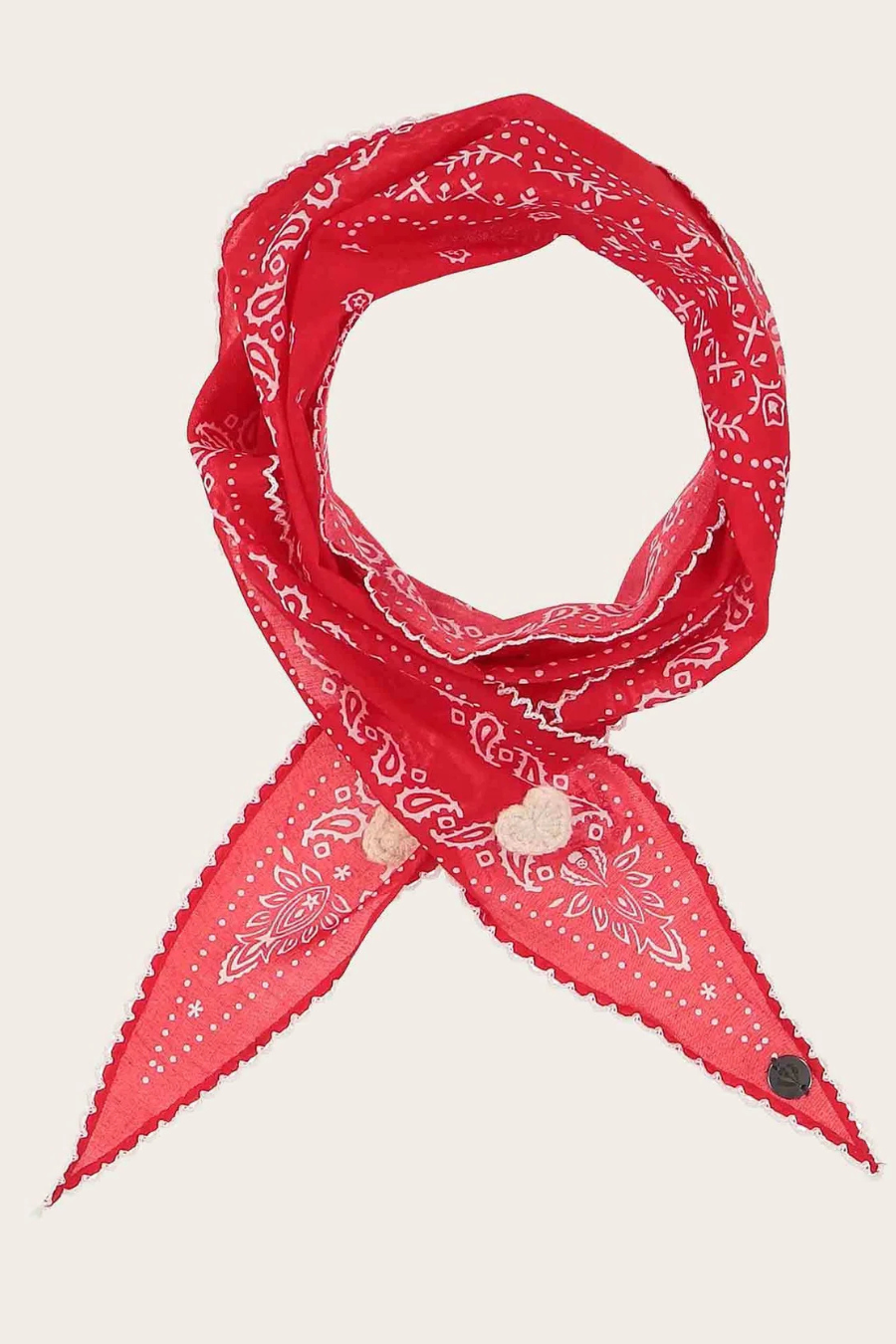 Bandana Diamond Scarf with Crochet Hearts-COMING SOON