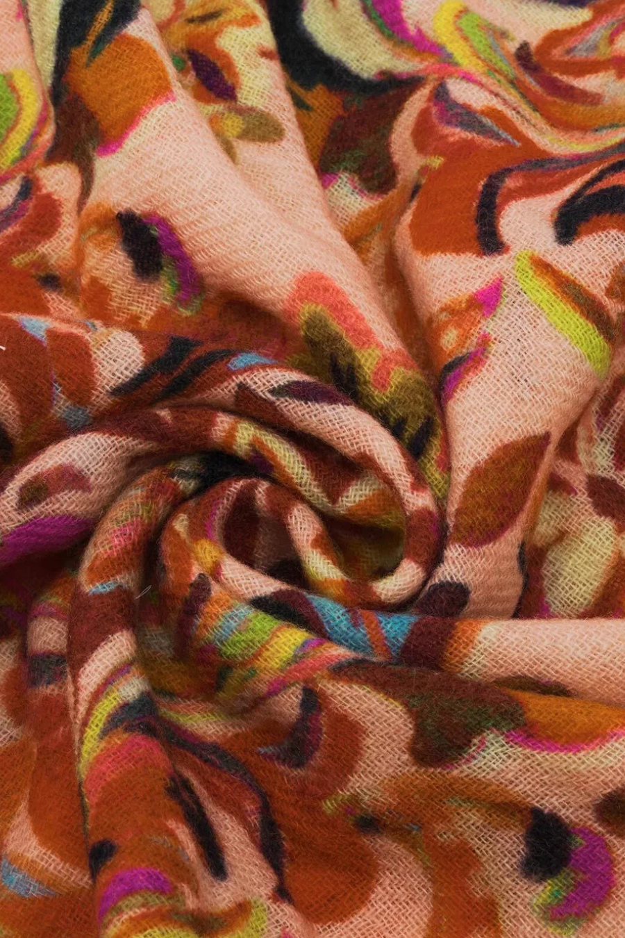 Floral Mandala Print Wool Square Scarf-COMING SOON