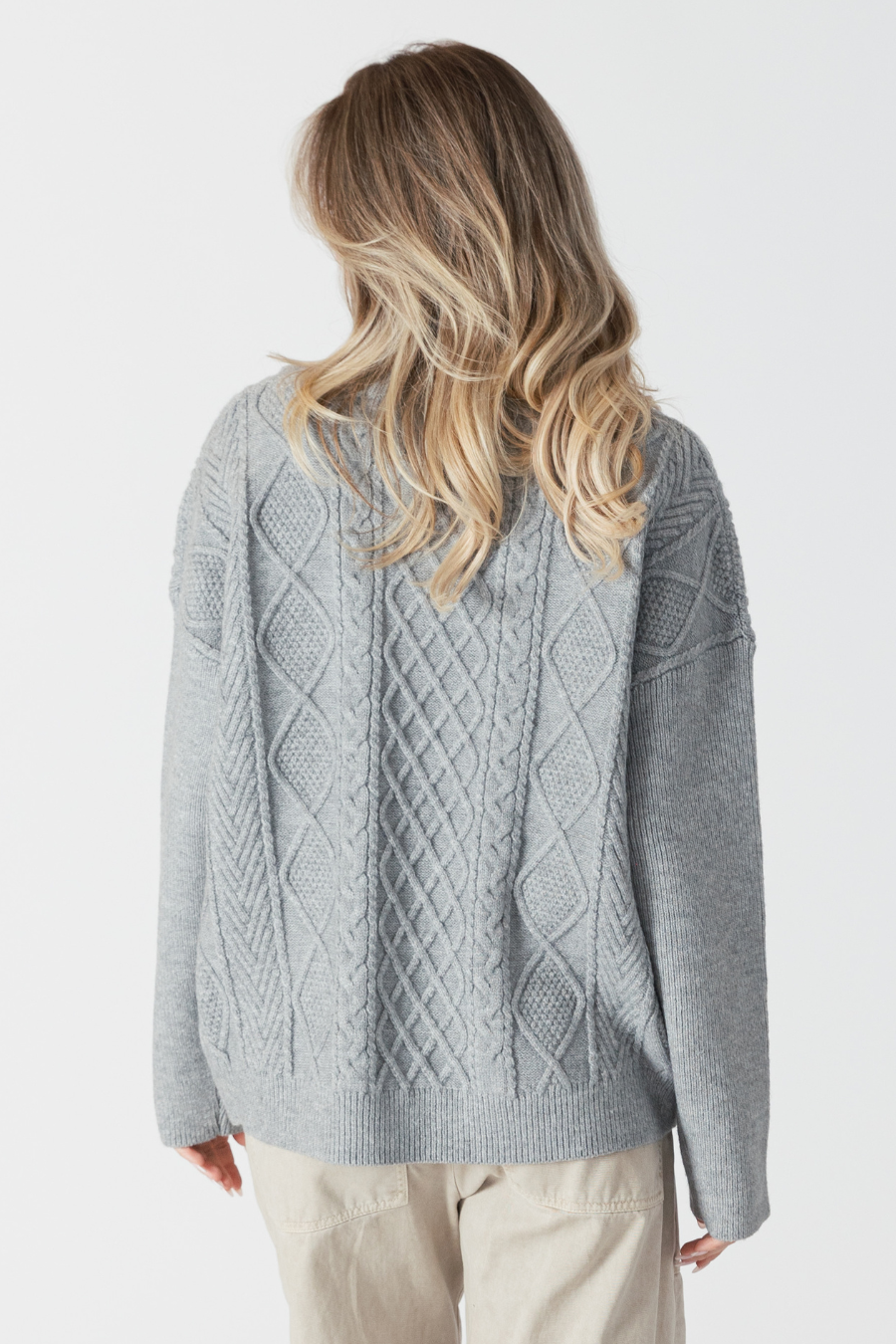 Grey Turtle Neck with Cable Detail