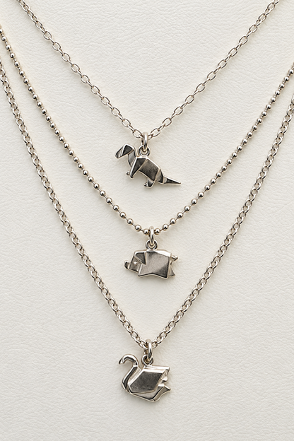 Origami Sterling Silver Pendant Necklaces