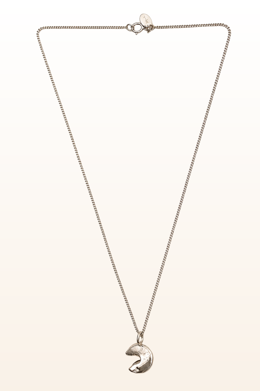 Solid Sterling Silver Fortune Cookie Pendant Necklace