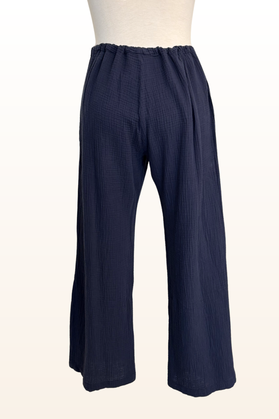 Navy Cotton Gauze Drawstring Pant