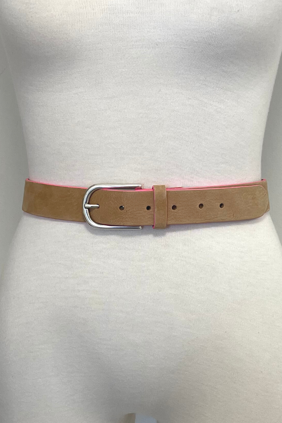 Tan/Fuchsia Edge Suede Belt