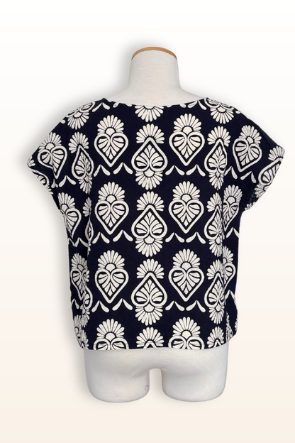 Bess Shirt in Azul Marino Print (Dark Navy)