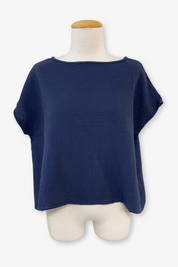 Bess Shirt in Navy Cotton Gauze