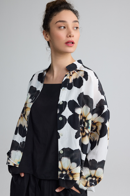 AMARIS Floral print stand collar shirt