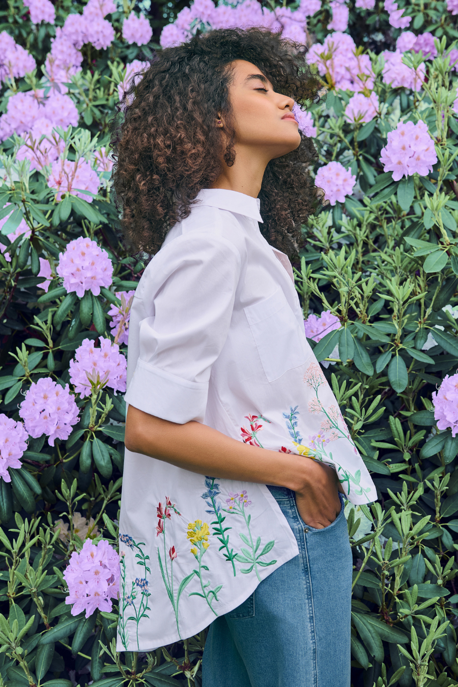 Embroidered White Short Sleeve Blouse