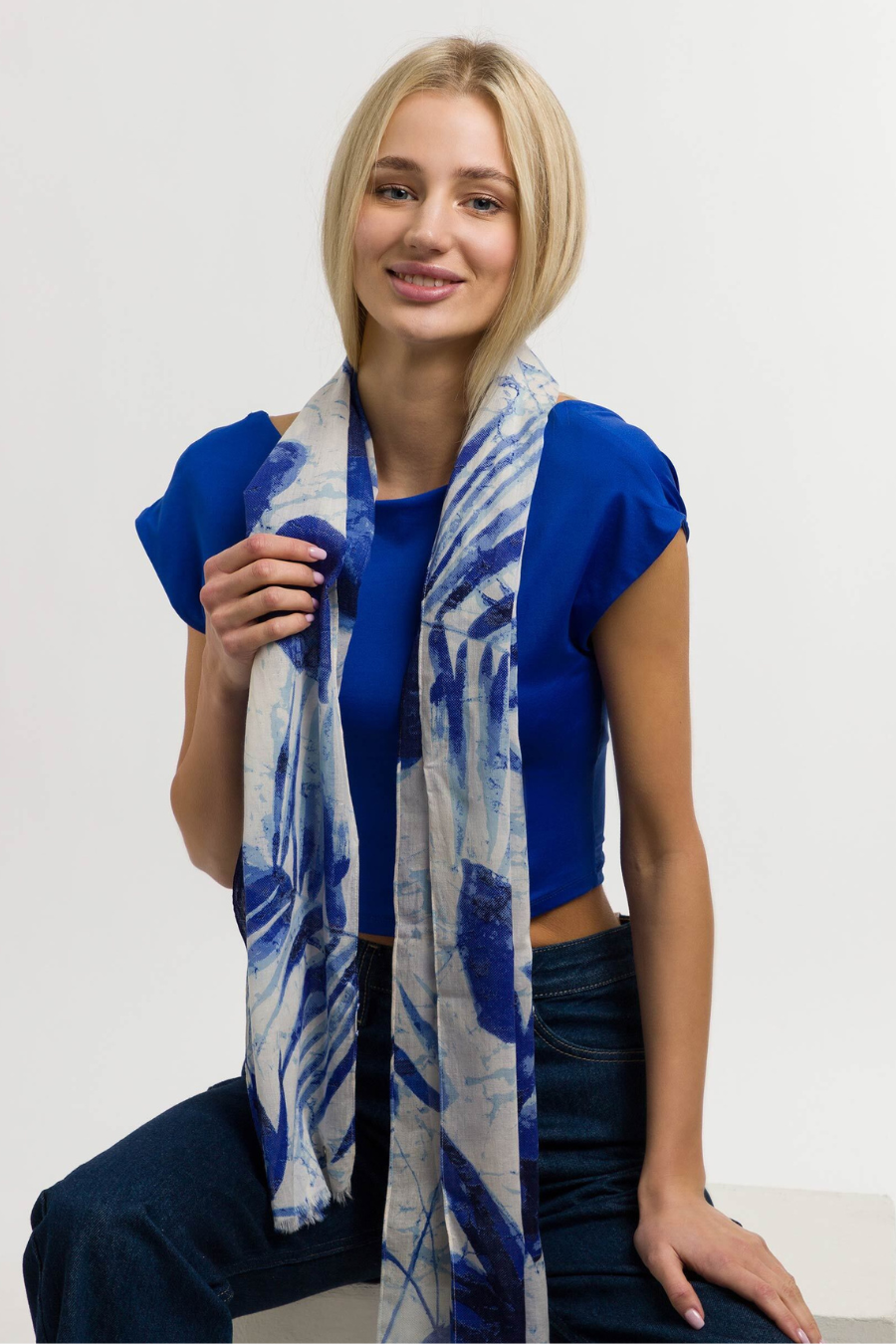 Shadow Palms Cotton Oblong Scarf